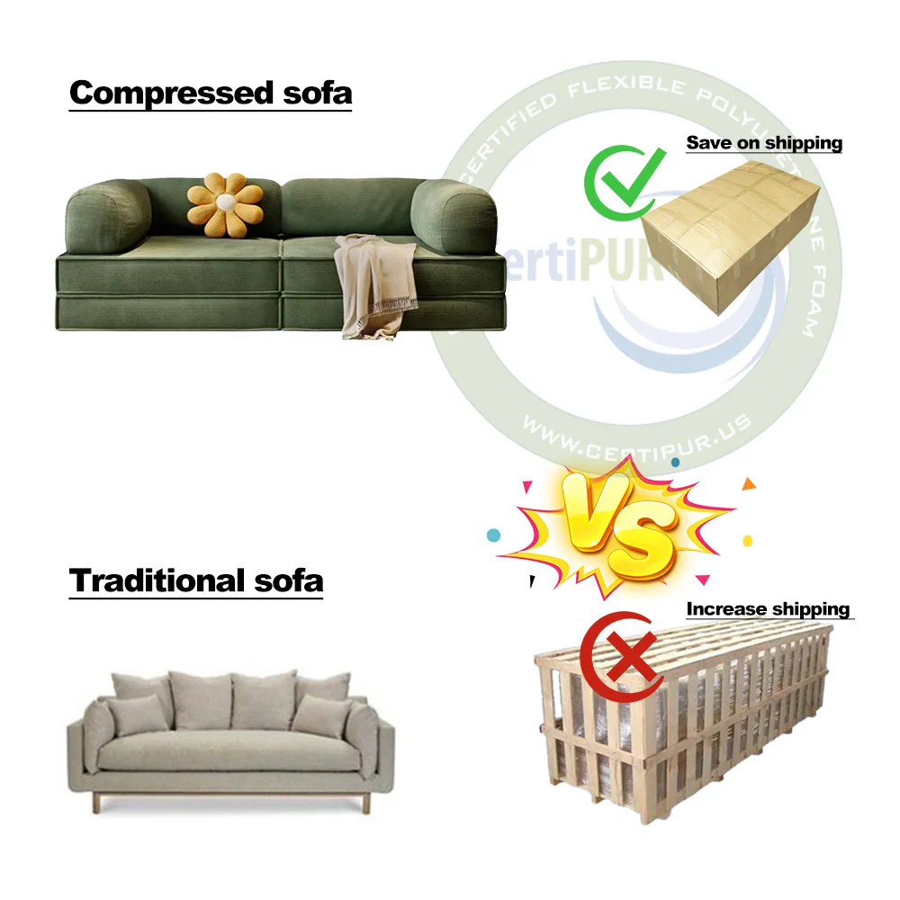 Living Room Modern Couch Sponge Modular Chairs Bed In Box Sofa Compression Vacuum Foam Compressed Furniture Set Compression Sofa
