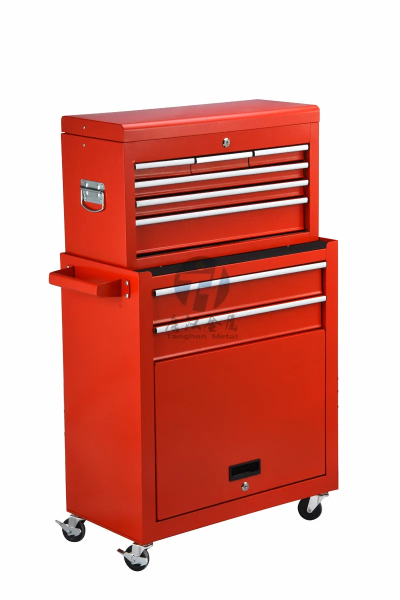 Rolling Cabinet Storage Chest Box Garage Toolbox Organizer w/ 6 ball bearing slide Drawers for heavy duty jobsite steel storage
