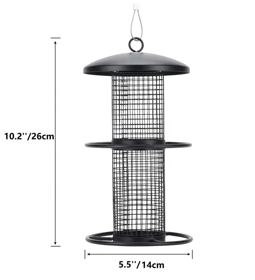 2 Tiers Squirrel Proof Wild Hanging Tube Bird Seed Feeders for Outside with 2 Metal Rings