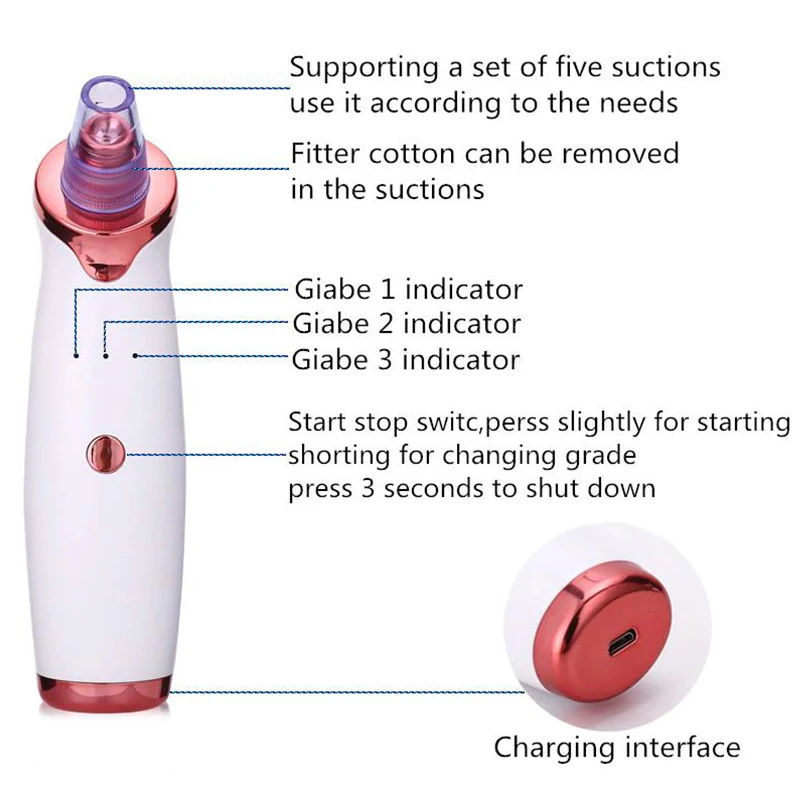 Deep Cleansing Pores Vacuum Blackhead Remover Simple and Easy to Use Skin Care Face Vacuum Blackhead Remover for Oily, Dry Skin
