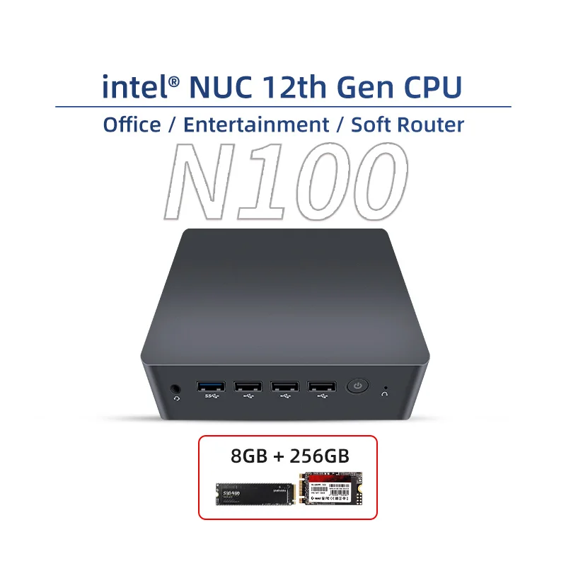 Intel NUC 12th Alder Lake N100 HTPC Nettop 8G DDR5 M.2 NVMe SSD 7265 WIFI Win10 Ubuntu 4K DP Mini PC Desktop Computer