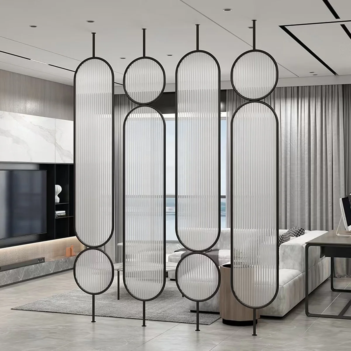 Reusable home decor chain link fence room decorative wooden folding wall divider panel privacy partition screen room dividers