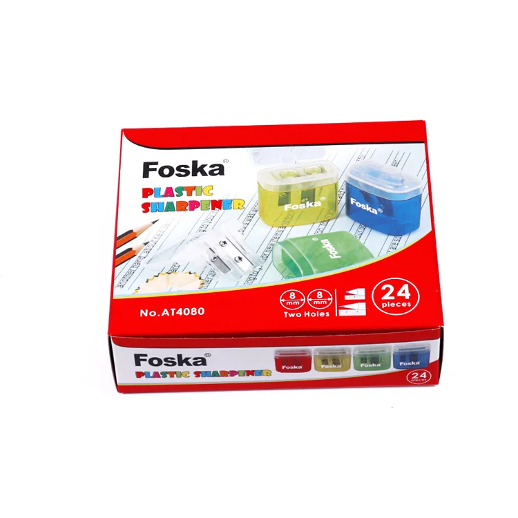 Foska OEM/ODM обслуживание компактный размер легко носить 4 красочные экологически чистые точилка для карандашей с лезвием из углеродистой стали премиум-класса