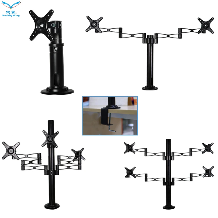 Vesa Vertical Dual Brazo Soporte Monitor 2 3 4 6 Triple Lcd Holding Monitor Stand Screen Mount Arm Holder