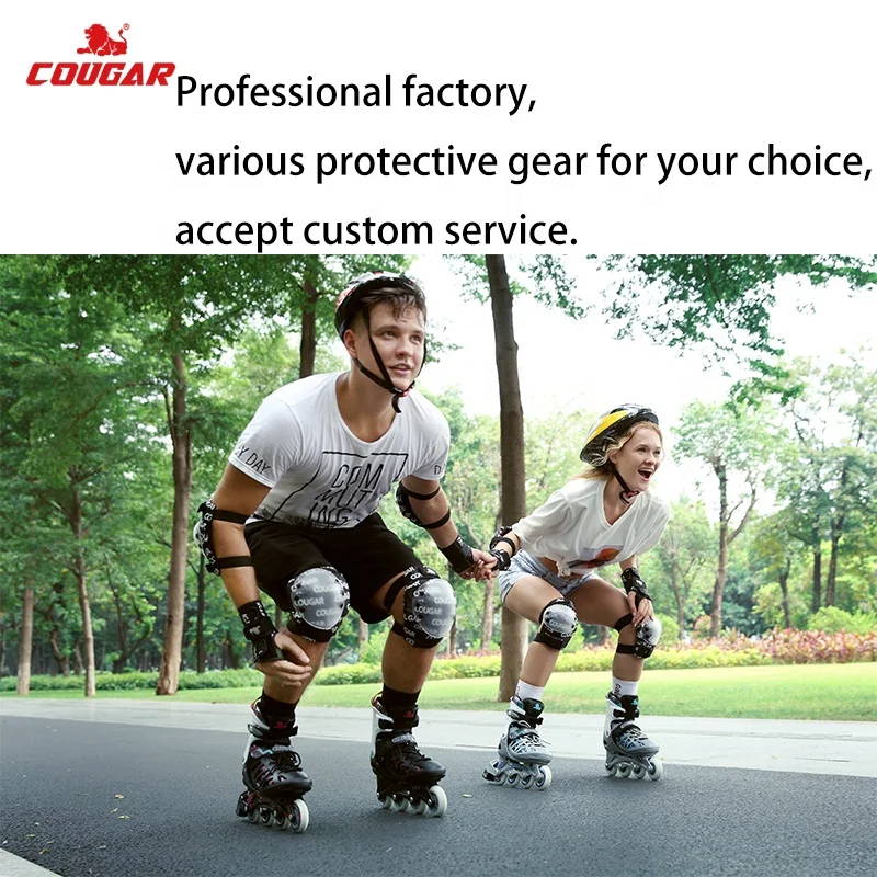 Cougar Custom Roller Skates Protective Gear Sports Skating Body Safety Hands Palm Elbow Knee Pads for Adult Man Women Teen Kid