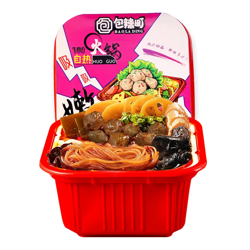 Beef ball Hi hotpot Strong Spicy Self Heating Noodle High quality hot pot self heating