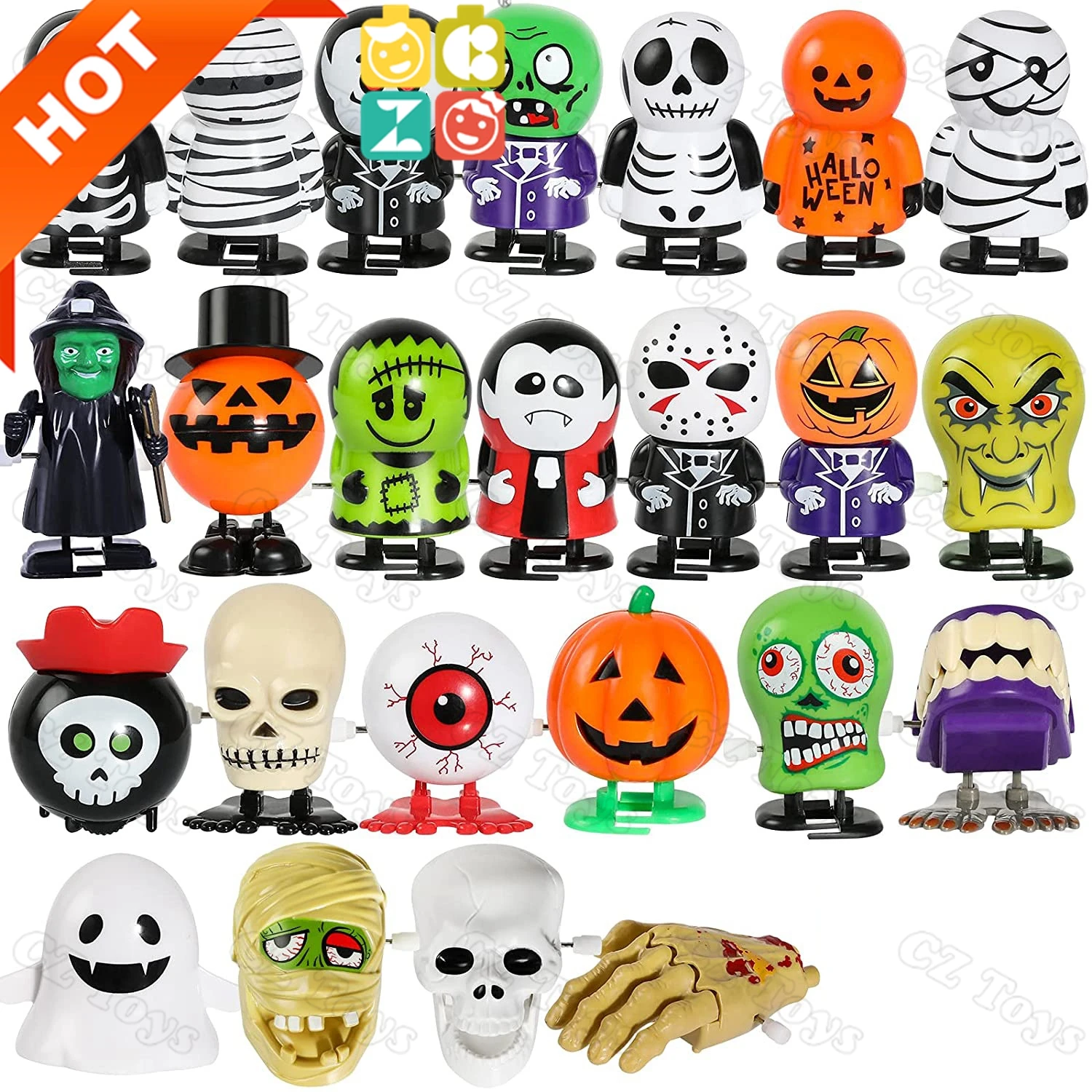 Amazons Hot Sale Halloween Small Gift Toys Halloween Windup Toys Cartoon Wind-up Ghost Rotating and Walking Clockwork Toys