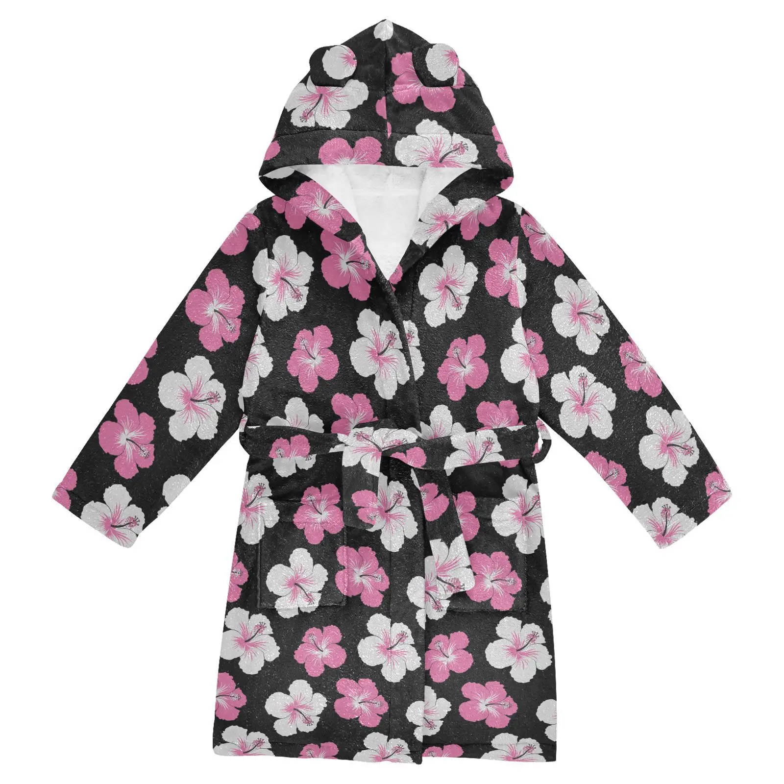 Hawaii Hibiscus дизайн цветы с капюшоном для малышей мягкий халат пижама одежда сна девочек меняющий банный логотипом