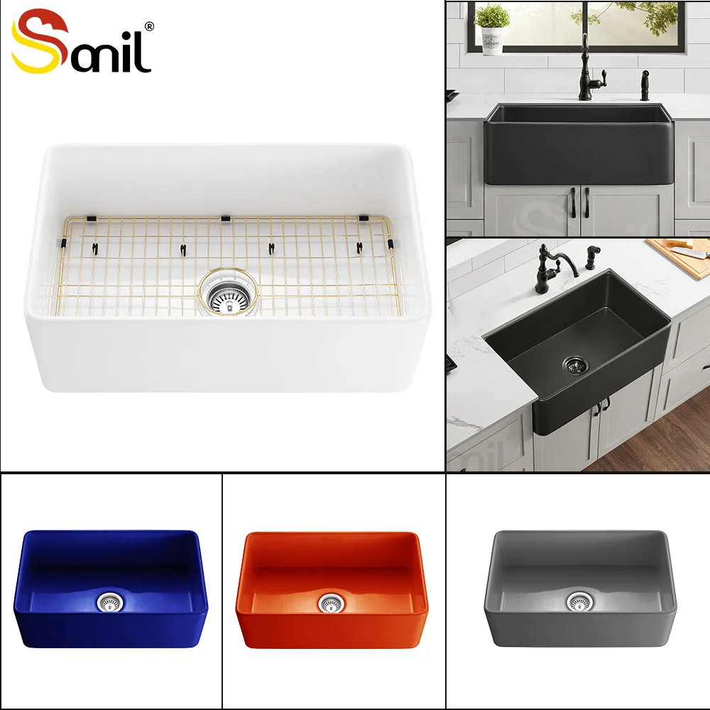 Multi-style ceramic kitchen sink single bowl fireclay farmhouse sink custom sink kitchen