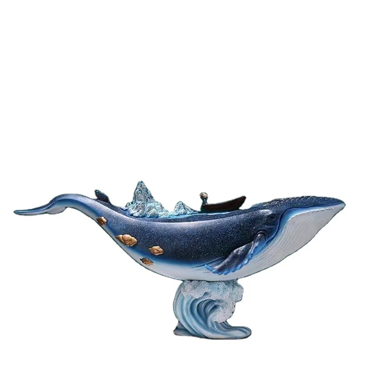 custom matches Handmade Animal Figurine Whale Home Decor Art Whale Sculptures Resin Gifts & Crafts Whale Decoration