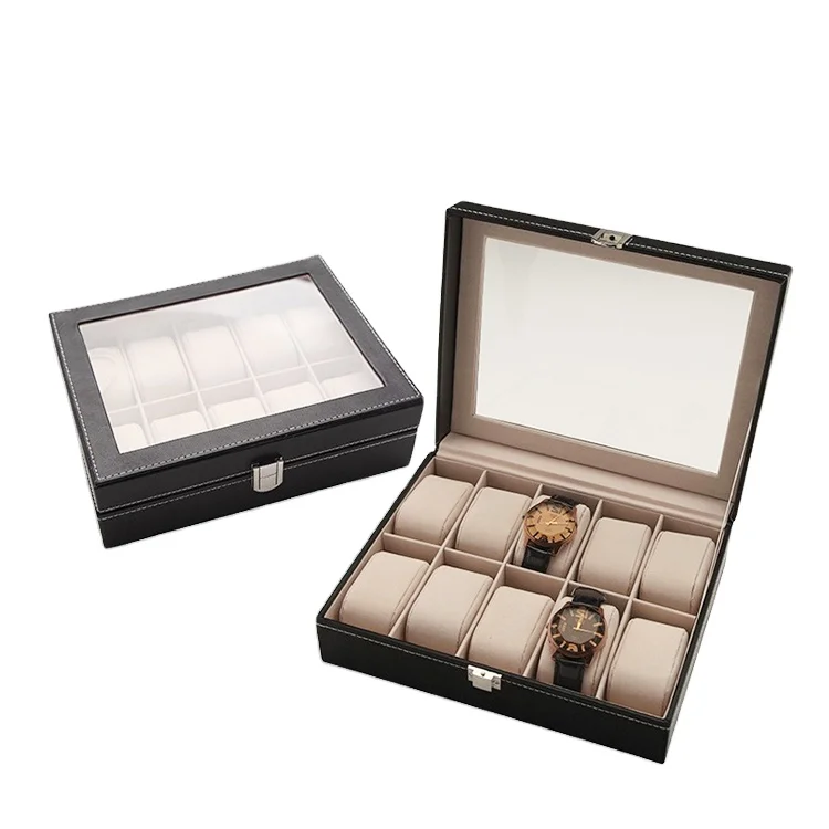 12 Slots Custom Luxury PU Leather Jewelry Watch Display Cases Boxes