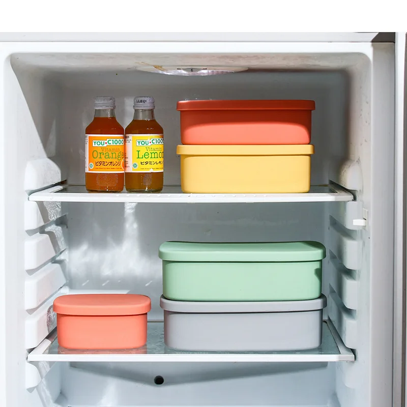 Eco-friendly  Food Storage Box Square High Temperature Resistance Preservation Silicone Bento Lunch Box