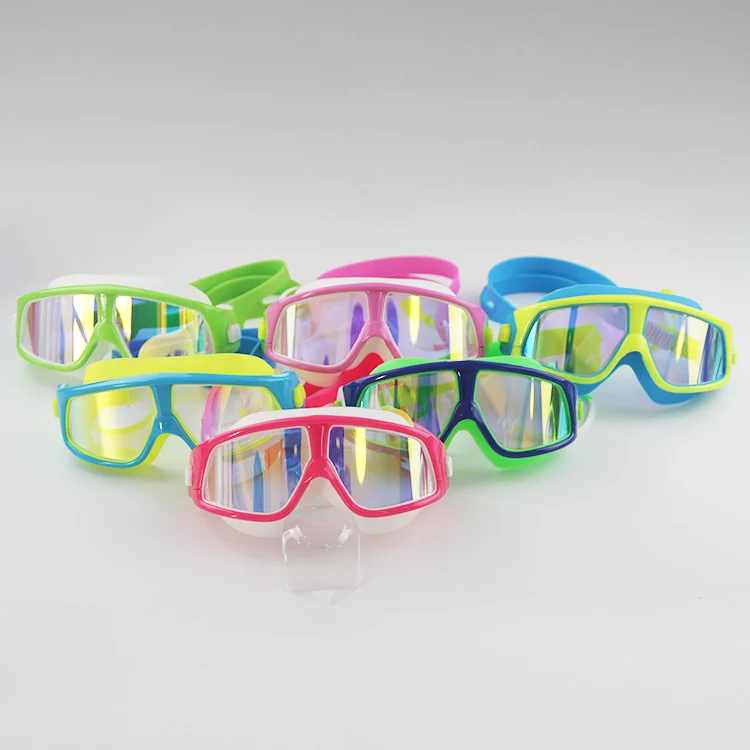 Electroplating with earplug swimming goggles boxes for children anti fog and waterproof silicone adjustable swimming goggles