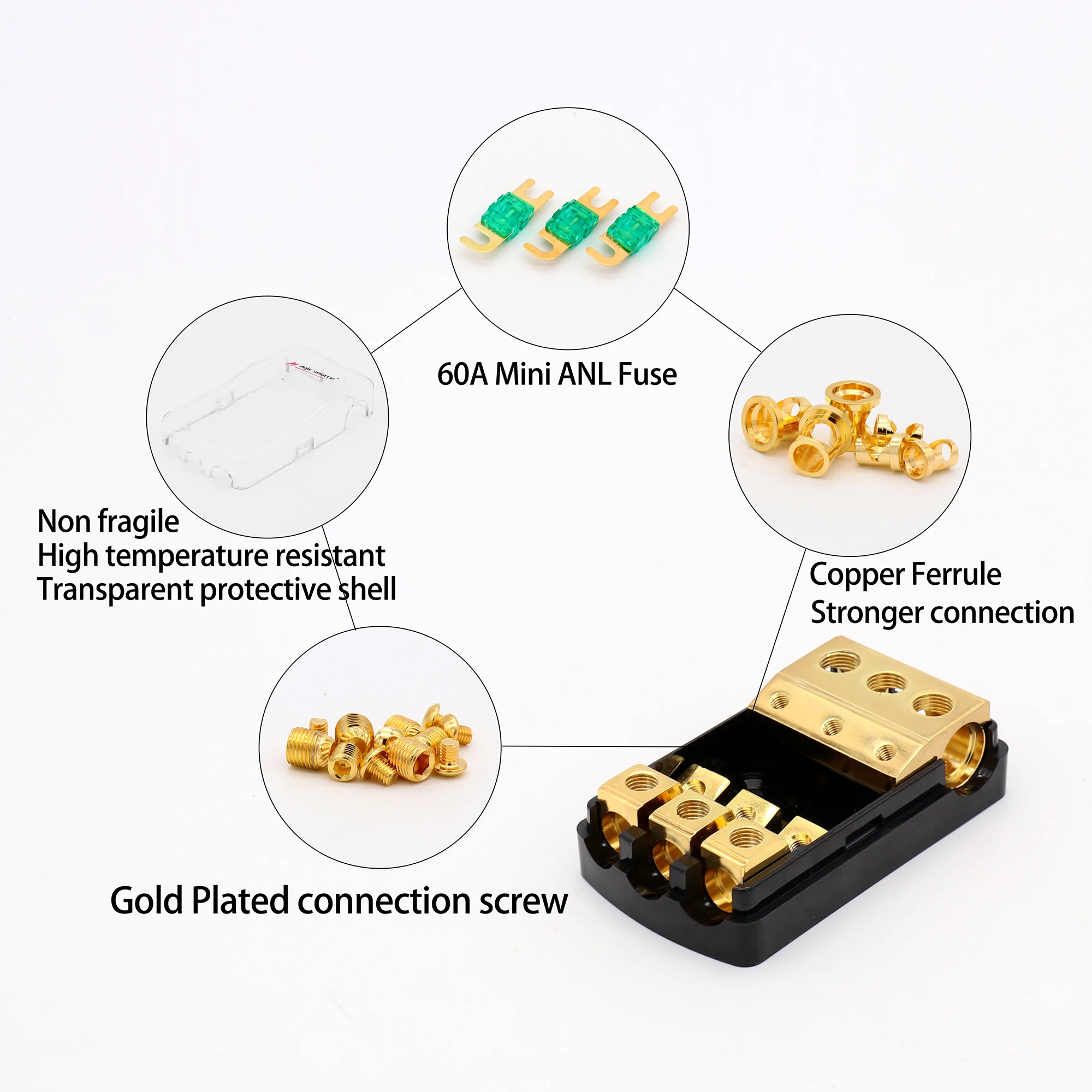 Держатель предохранителя 0/2/4 Калибр до 4/8 Калибр для автомобильного аудио с 60A MANL предохранитель 3 способа