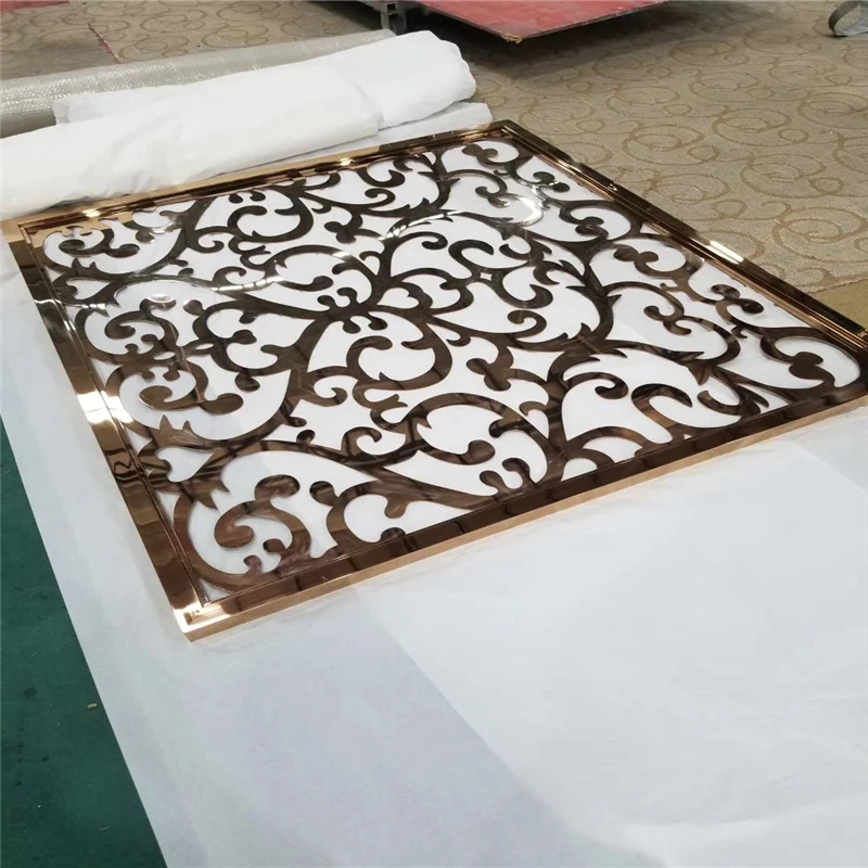 Interior design stainless steel laser cut metal room partition for luxury restaurant