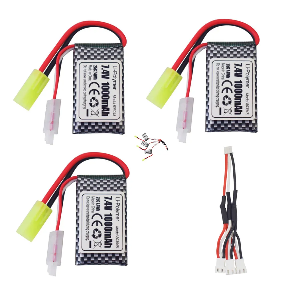 3 шт. 7,4 В 1000 мАч разъем Odamiya литиевая батарея с зарядным кабелем для 300E 302E 9300 9310 9305E 9304E 9303E 9302E 9301 Радиоуправляемый автомобиль