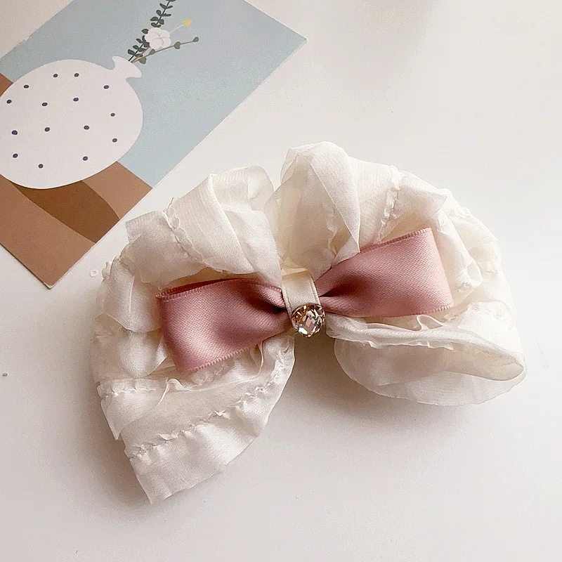 2024 princess design little baby girls big bow hairclip child kids ruffles hair pins for party wedding accessories N9