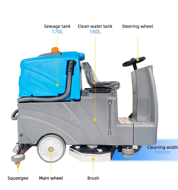 Factory Direct Selling Large Floor Cleaning Machines Durable Quality Industrial Floor Scrubber Ride On For Parking Lot