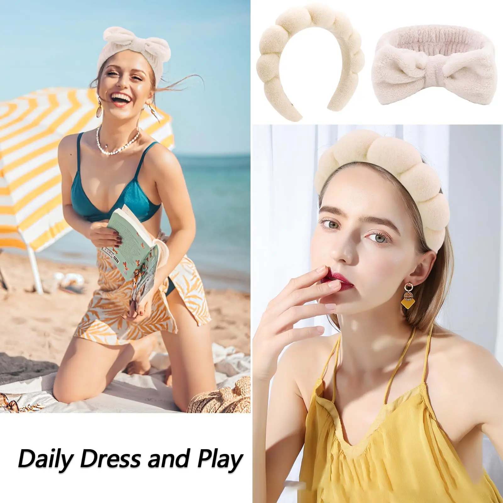 New Wholesale Twisted Bubble Washing Face Hair Band No-slip Sponge Puffy Custom Logo Makeup Spa Headband for Women Fabric