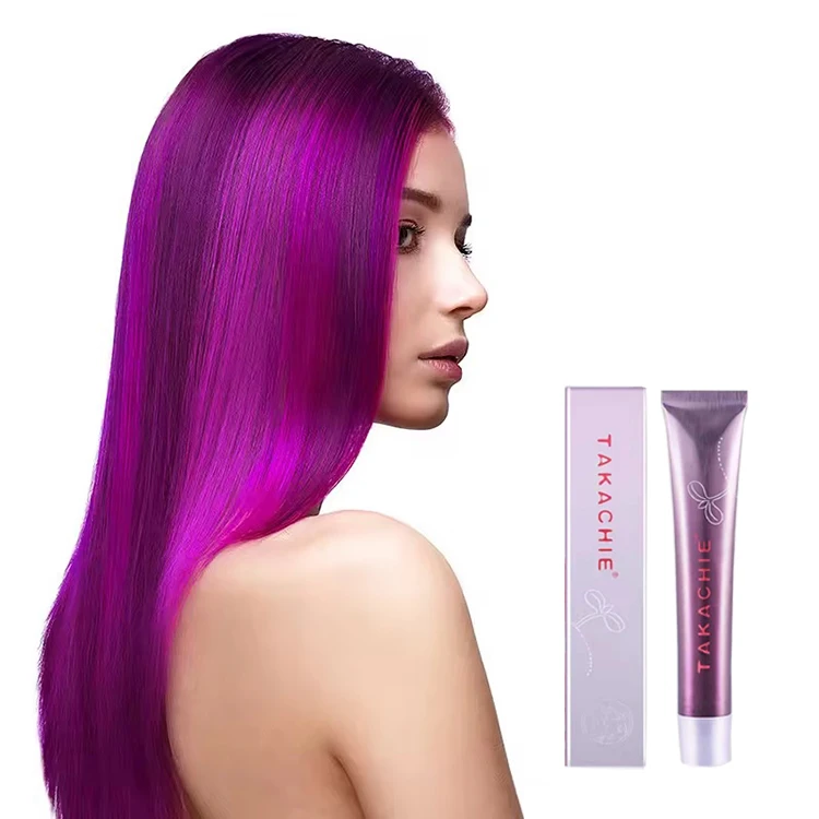 Fashion Purple Colour Professional Salon Low Ammonia Hair Dyeing Herbal Dark Brown Hair Dye Color Cream Permanent Coloring
