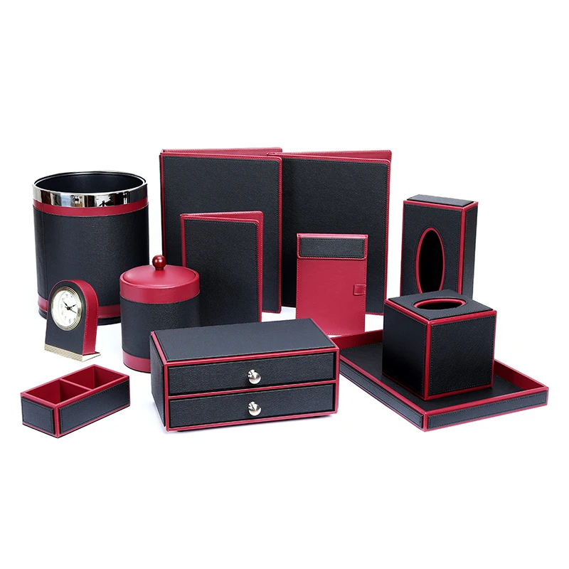 Wholesale Custom Hotel Supplies Leather Products Accessories Amenities Storage Set