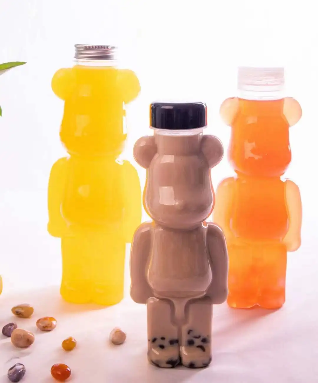 Reusable Kawaii Boba Cups with Lids and Straws Animal Bubble Tea Bottles 700ml Cute Teddy Bear Brick Unique Beverage Bottle