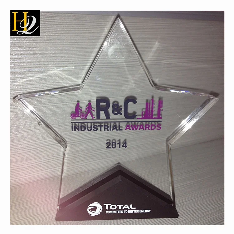 Wholesale custom logo printing star shape award clear acrylic trophy acrylic Souvenir medal