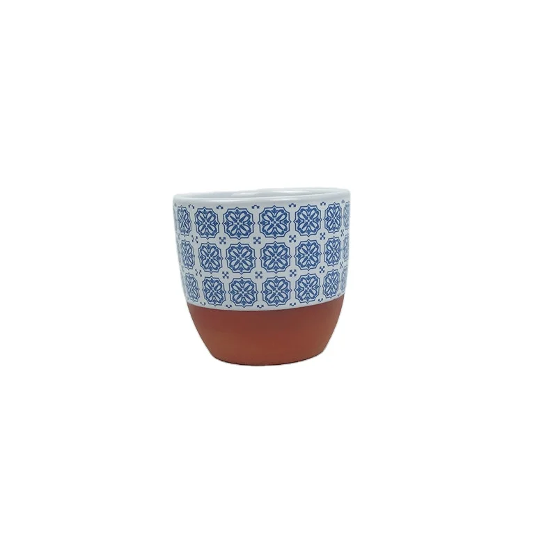 2019 New Design Stoneware Terracotta Round Cup with Decal Small Cup for Sake, White Spirit, and so on