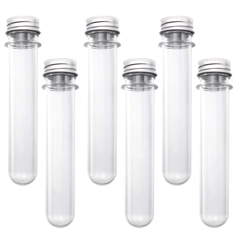 manufacture 50ml 40ml plastic test tube bottle,data cable tube, data line tube with screw aluminum cap