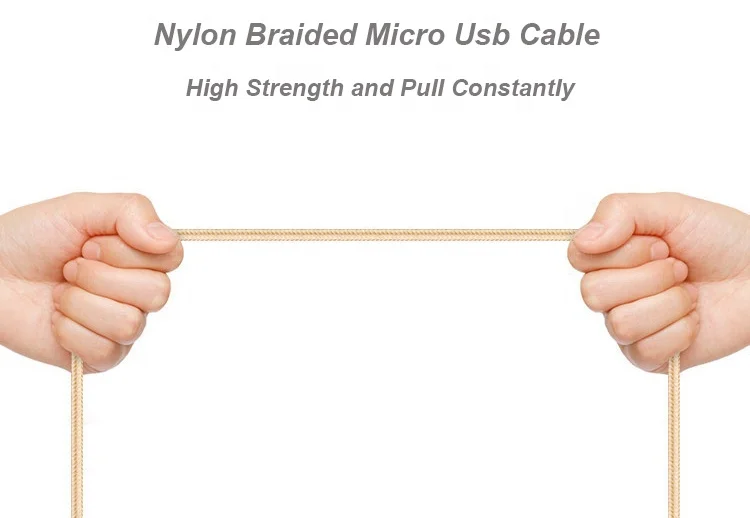 Clearance stock lots New braided nylon metal shell 1M OEM micro USB cable data cable for mobile phone Android smartphone will