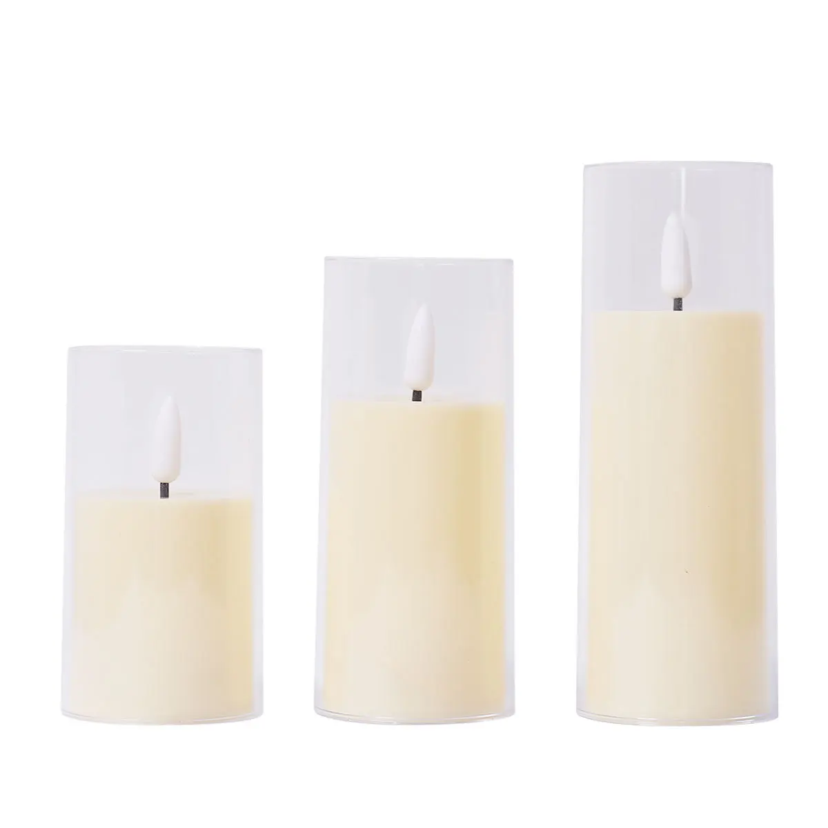 Clear Tube Remote Control Candles Light Flameless Battery Operated Led Plastic Pillar Candle For Home Birthday Party Decor