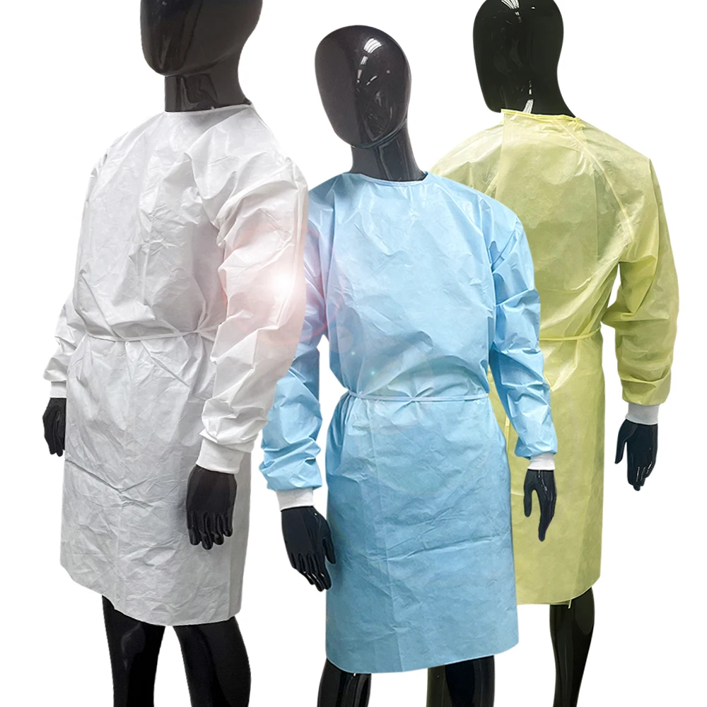 Hot Selling Cheap Wholesale Non Woven Disposable White Aami Standard Level 2 Gown For Adult