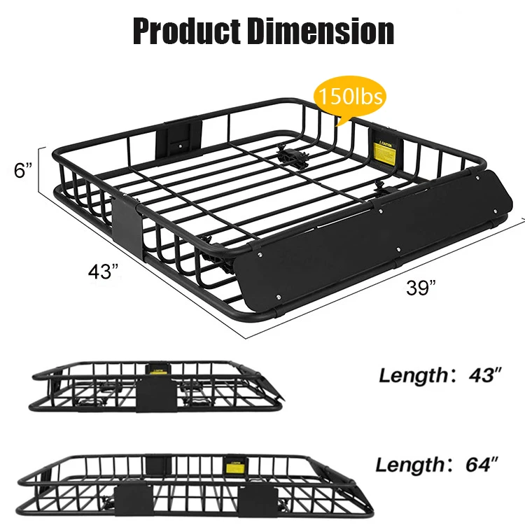 Cargo luggage carry basket bracket carrier suv auto top accessories roof rack for car