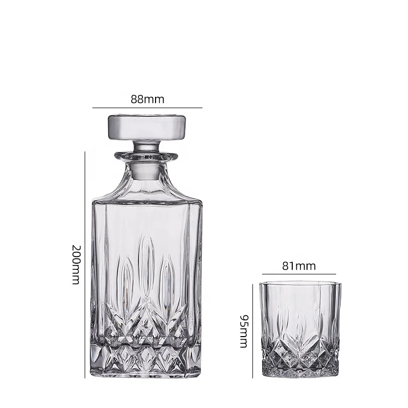 Wholesale 25 oz 750ml Modern Square Crystal Clear Whiskey Bottle Decanter with Glass Stopper for Alcohol Bourbon Liquors Vodka