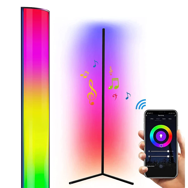 OPWXM Color Changing RGB Metal Standing LED Floor Lamp Nordic Corner Ambiance Lights for Living Room Bedroom TV Gaming