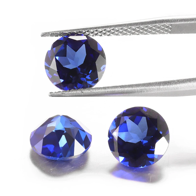 Lab выращенные синие сапфировые камни 0.5ct 1ct 1.5ct 2ct 3ct 4ct 5ct большой размер Королевский синий сапфир круглой формы