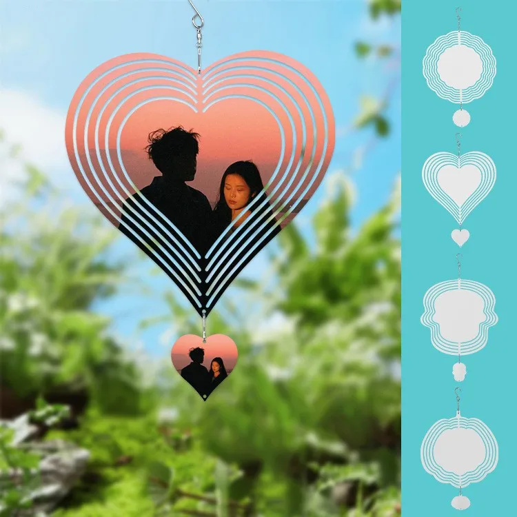 Garden wind spinner Sublimation blanks wind spinners 8 inch 3d sublimation wind spinner double sided circle