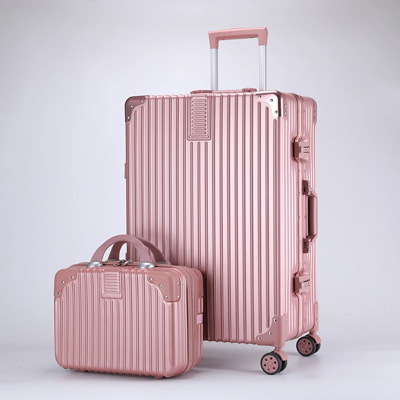 Aluminum traveling box sets suitcase large luggage suitcase Vintage fashionable suitcase