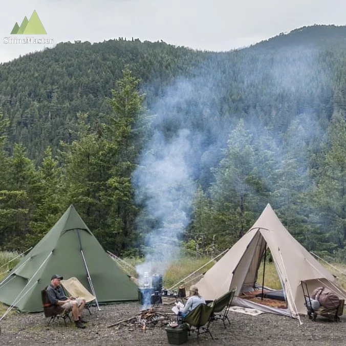 ShineMaster Outdoor Indian Pyramid tent camping Folding large space windproof tent