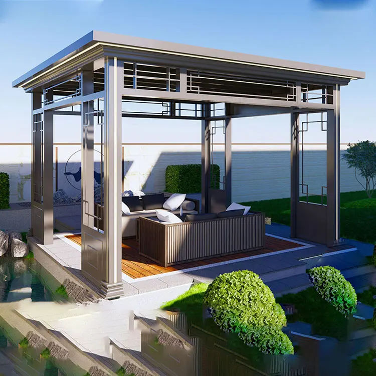 Home villa courtyard garden view aluminum alloy pavilion sunbathing glass canopy