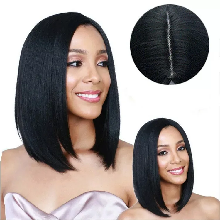 African central division Medium-long bangs shoulder-length Straight wig hair cover