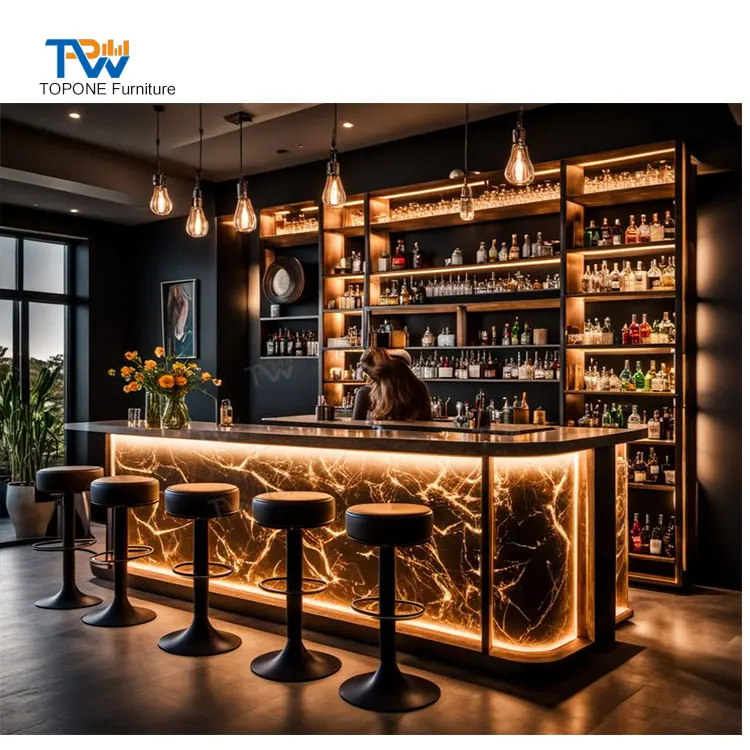 Luxury European Baroque Style Wood Carving Classic Grand Castle Bar Counter