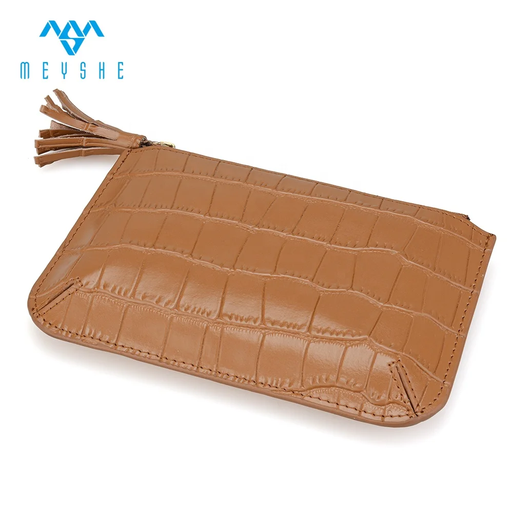 Factory Custom Wholesale High Quality  Brown Crocodile Genuine Leather Bag Coin Purse For Women