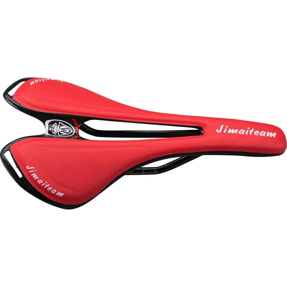 JIMAITEAM 121g high strength red glossy/matte half-wrapped leather carbon road bike saddle