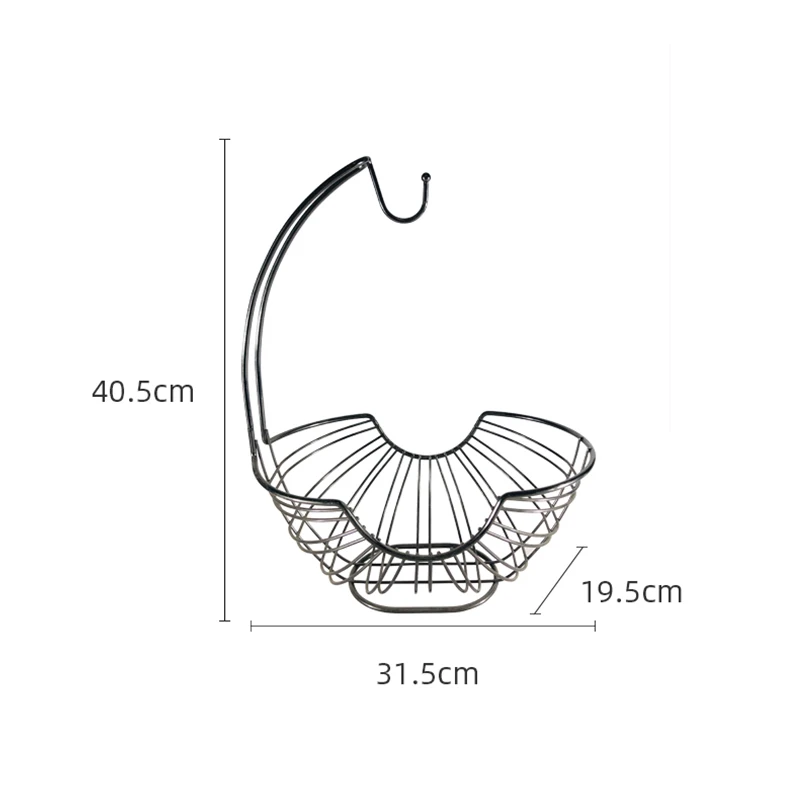Popular Black Nickel Wire Metal Banana Wire Bowl  In Oval Shape Fruit Storage Baskets
