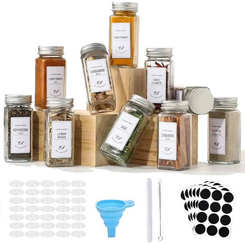 Hot Selling Glass Spice Jars/Bottles 4oz Empty Square Spice Containers