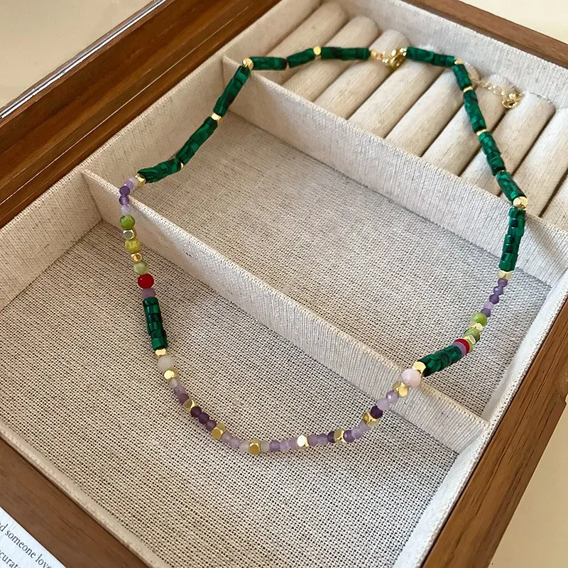 Shell Natural Stone Crystal Fashion Personality Collarbone Chain Color Beaded Necklace Wholesale Nigerian Bead Necklace Design