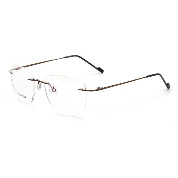 6044 new design high quality memory  titanium rimless eye wear anti blue light glasses optical frame