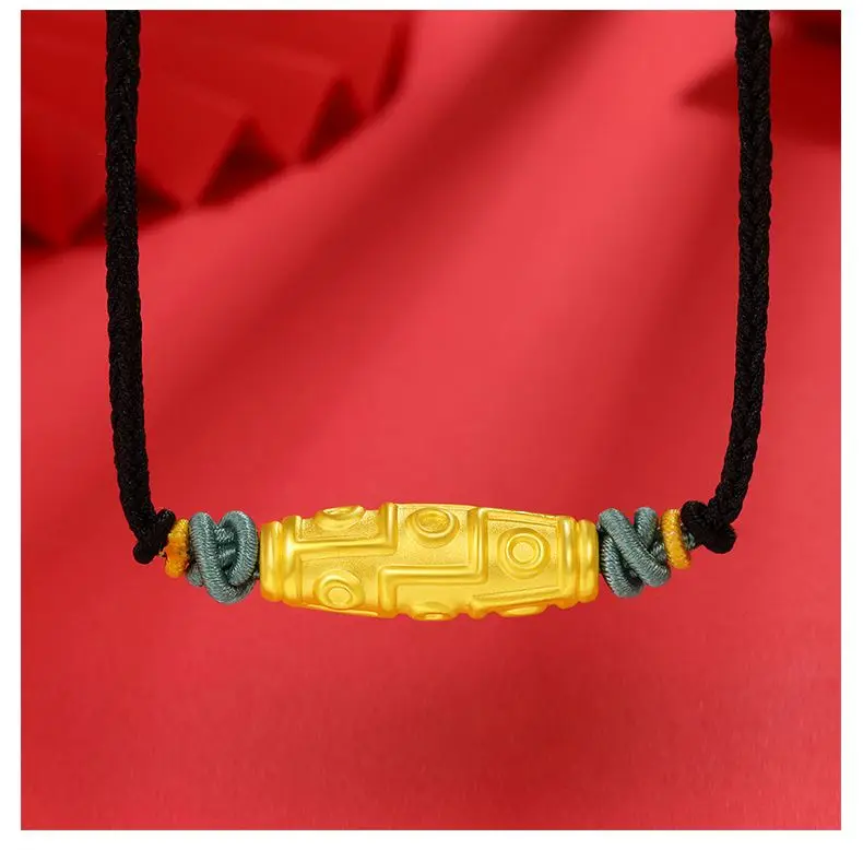China 18K 25K Nine Eyes Tibet Bracelet Thigh High Pattern Lucky Beads Necklace Gold For Men And Women