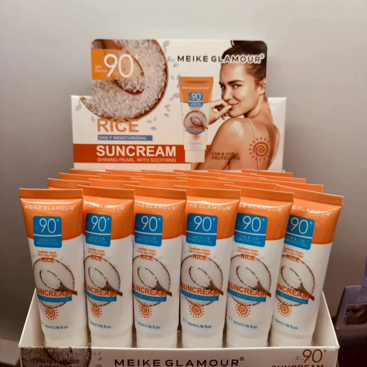 Wholesale  SPF90 Rice Sunscreen  UV Protection Face Body Moisturizing Sun Cream Lotion 50ml Sunblock Sunscreen Protector solar